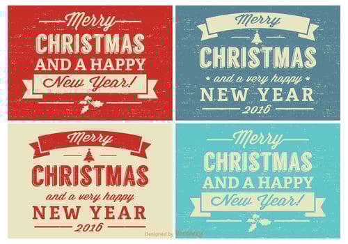 Retro Distressed Christmas Label Set vector
