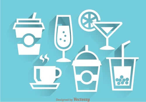 Drinks White Icons vector