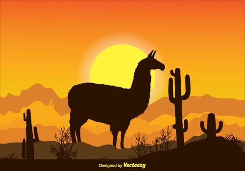 Landscape Alpaca Scene Illustration vector