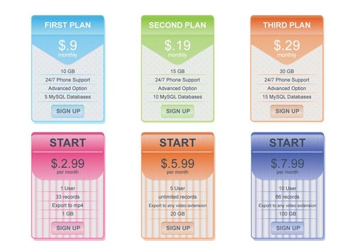 Pricing Table Vector