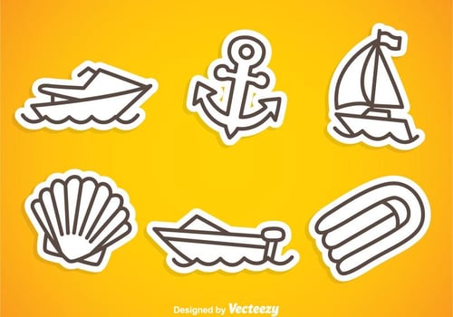 Nautica Gray Outline Icons vector