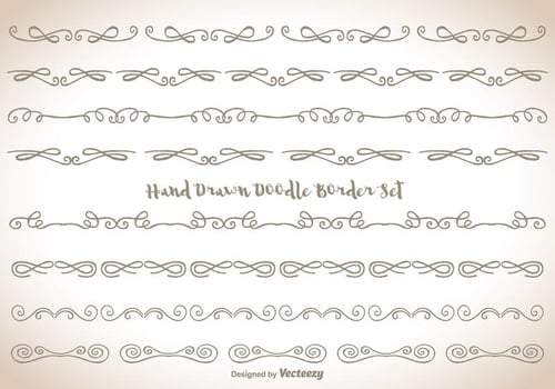 Hand Drawn Doodle Border Set vector