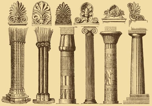 Old Style Drawing Columns vector