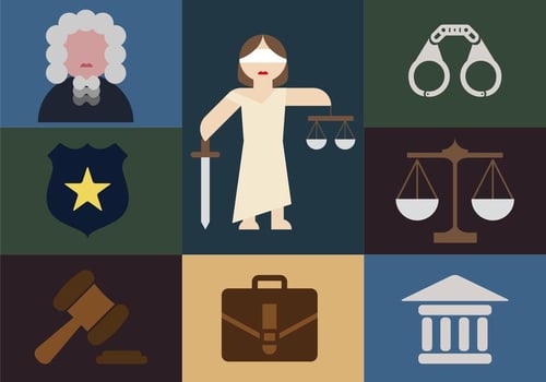 Justice Elements Minimalist Illustration Flat Icons vector