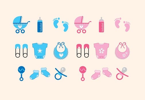 Baby Shower Icons Girl and Boy vector