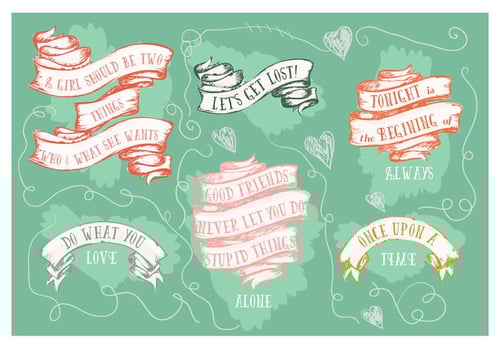 Free Motivational Hand Drawn Ribbons Collection Background vector