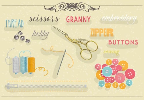 Free Set of Sewing Equipment Vector Background