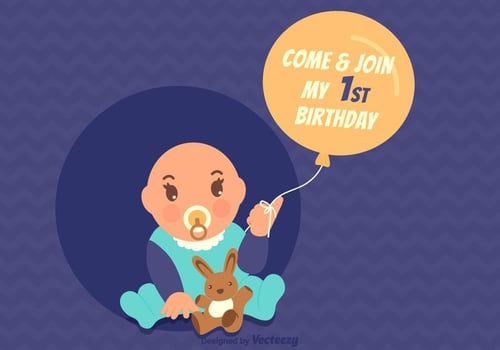 Free Vector 1st Birthday Invitation Card