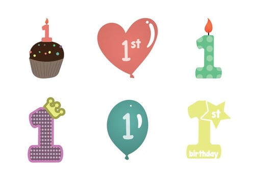 Free 1st birthday vector Illustration