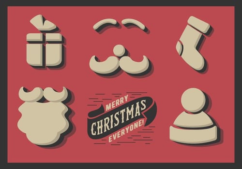 Free Cute Minimal Christmas Elements Vector