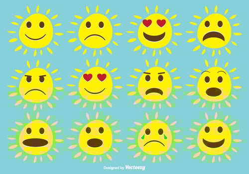Cute Expressive Sun Set vector