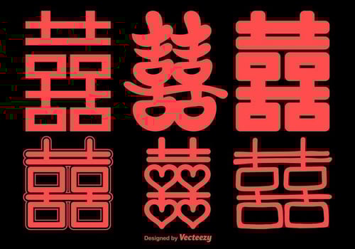 Double happiness icons vector
