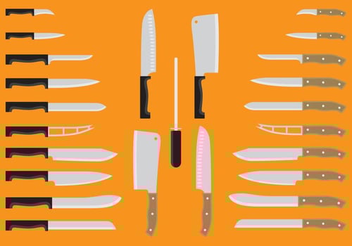 Plastic And Wood Handle Knives vector