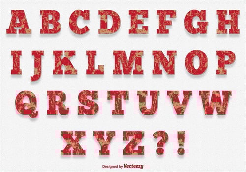Scratched Paint Style Alphabet vector
