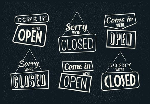 Vintage Sign Open and Closed Vectors