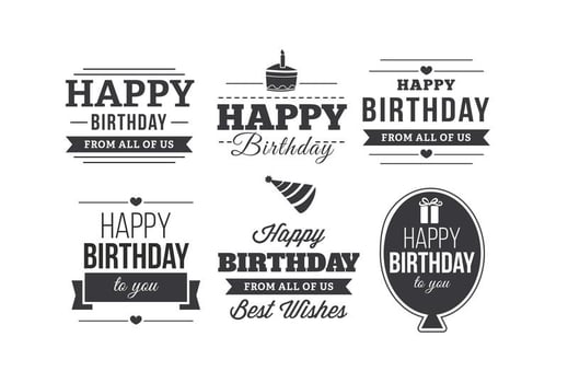 Happy Birthday Typographic Label Set vector
