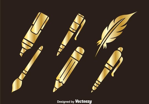 Stationary Golden Icons vector