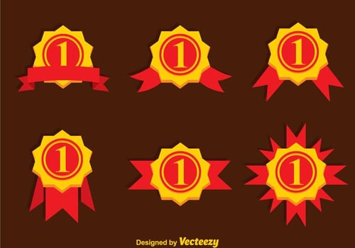 First Place Ribbon Gold Icons vector