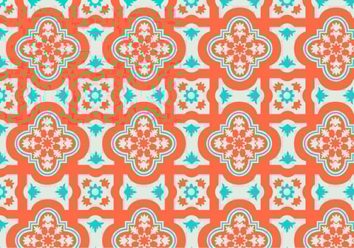 Orange and Teal Moroccan Pattern Background Vector