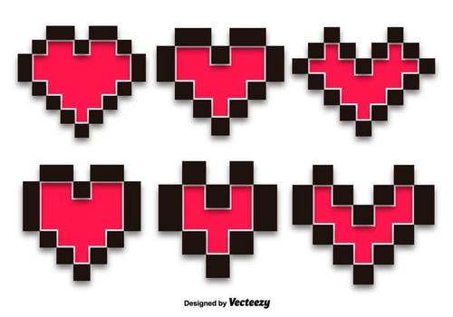 Pixel Hearts Vector Set
