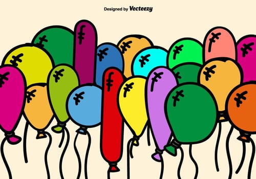 Colorful Cartoon Balloons Vector Background