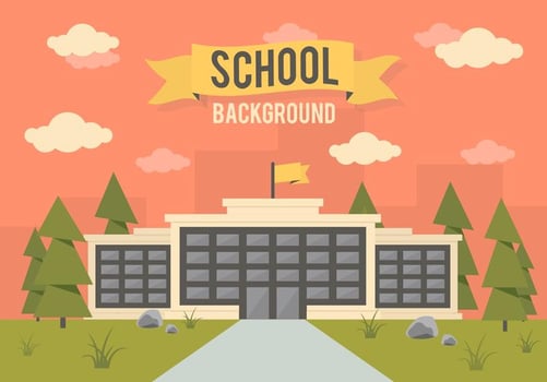 School Landscape Vector Background