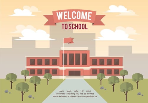 School Landscape Vector Background