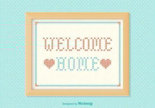 Welcome Home Embroidery Vector