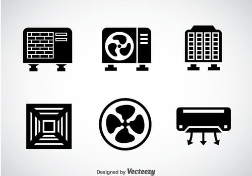 Hvac System Black Icons Vector