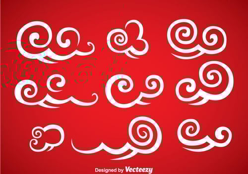Decorative Chinese Clouds Vector Set