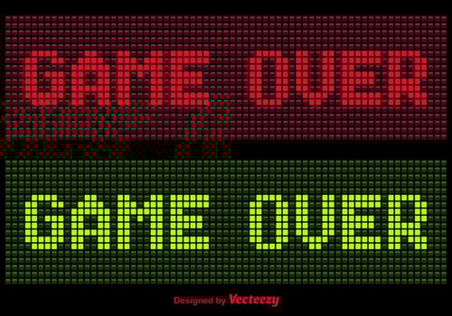 Pixel Game Over Message Vectors
