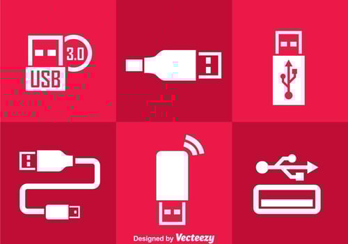 Usb Pen Drive White Icons Vector