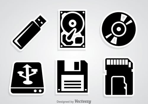 Digital Storage Black Icons vector