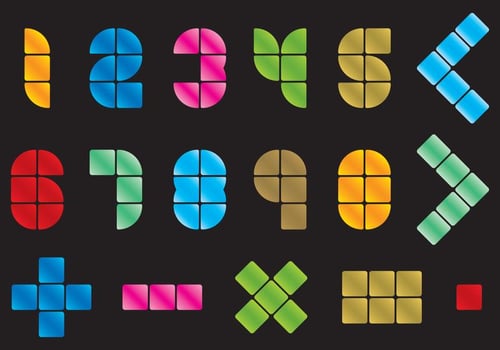 Mosaic Numbers And Symbols vector
