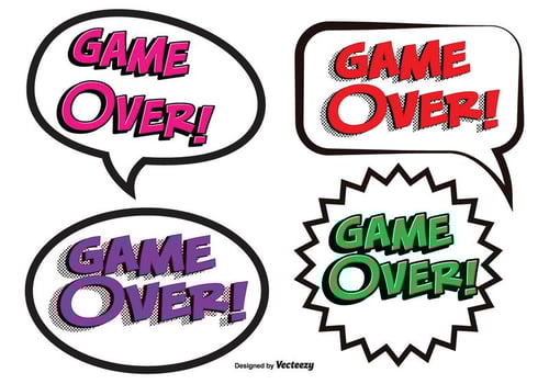 Game Over Comic Text Illustrations vector