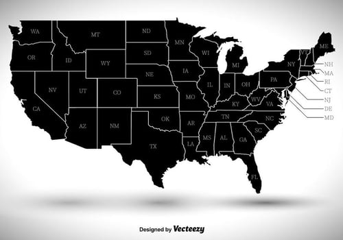 States Outlines Silhouette Vector