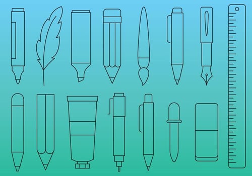 Pens And Tools Line Icons vector