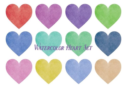 Watercolor Style Vector Heart Set