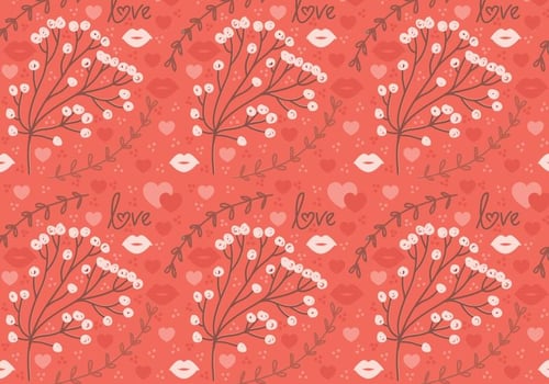 Red Flower Vector Seamless Pattern 