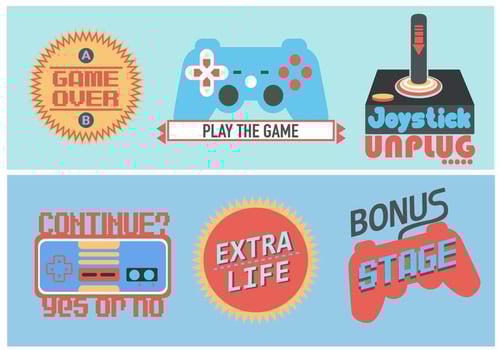 Retro Video Game Sticker vector