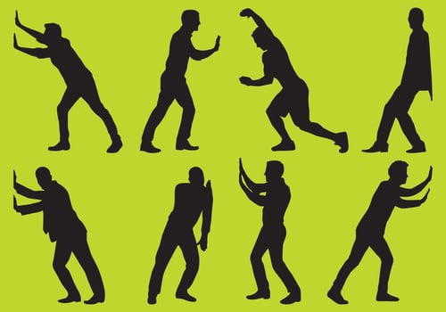 Man Pushing Silhouettes vector