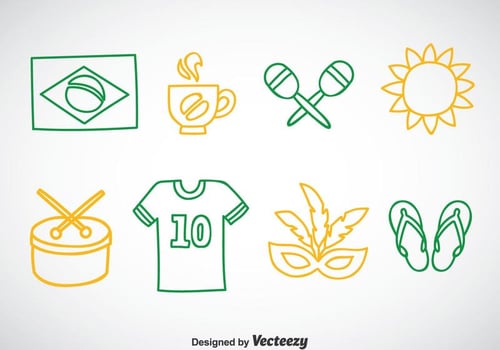 Brasil Outline Icons Vector