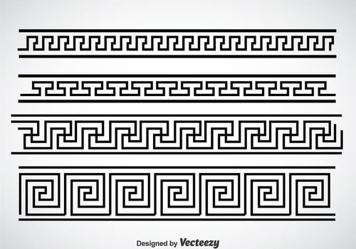 Greek Key Black Border Vector Sets