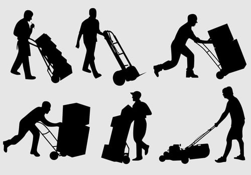 Man Pushing Silhouette Vectors