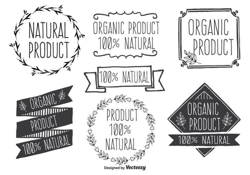 Hand Drawn Style Natural Product Vector Label Set