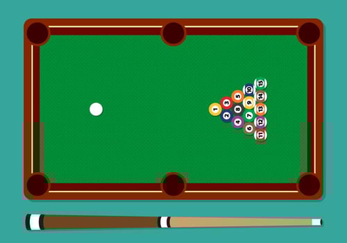 Pool Stick Balls Table Vector Illustration