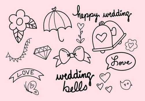 Wedding Bells Hand Drawn Vector Set