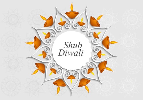 Shubh Diwali With Rangoli And Oil Lamp vector