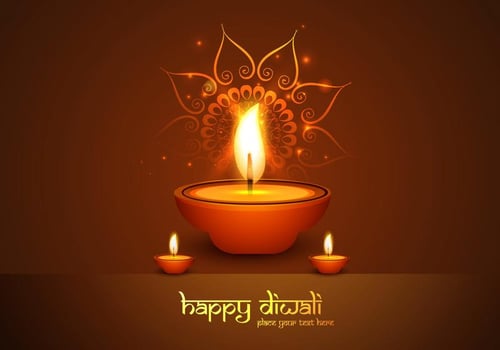 Oil Lit Lamps In Front Of Rangoli vector