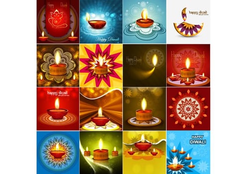 Happy Diwali Greeting Card With Oil Lamp vector